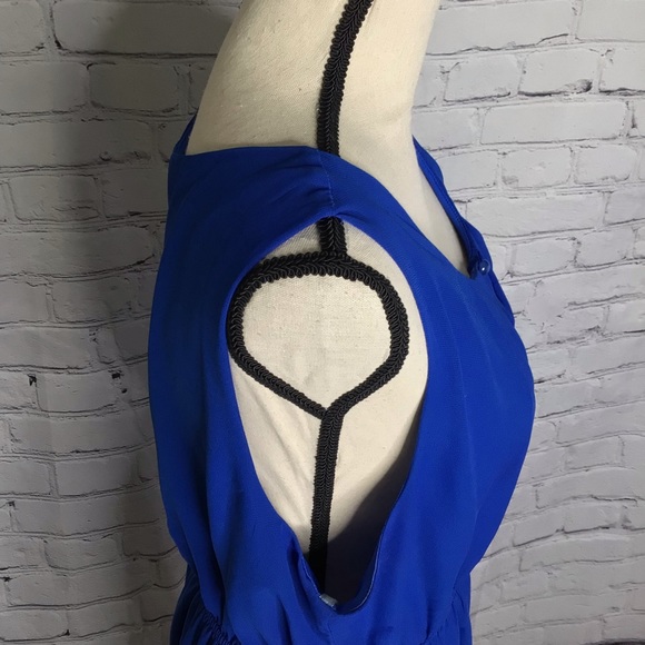 Love Cameron Royal Blue Color Block Sleeveless Keyhole Blouson Dress 2X - Picture 7 of 10